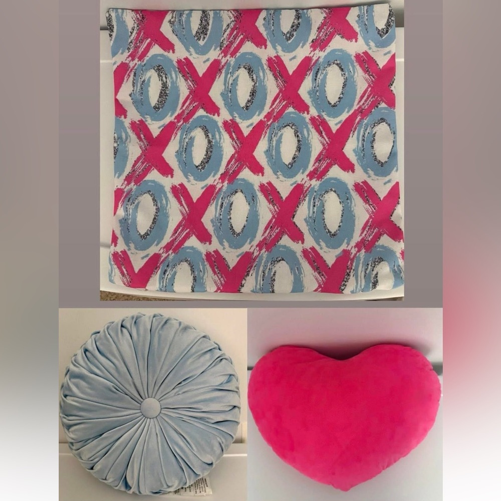 Pink and Blue XO Throw Pillow Set
